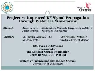 Project #1 Improved RF Signal Propagation through Water via Waveforms