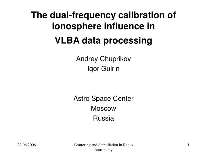 the dual frequency calibration of ionosphere influence in vlba data processing