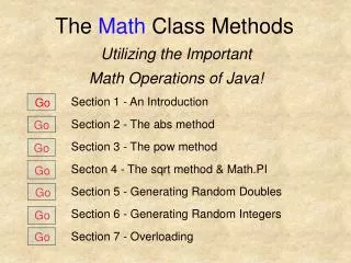 The Math Class Methods
