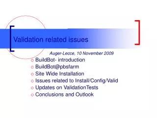 Validation related issues