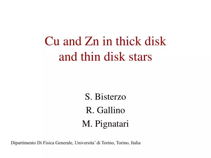 cu and zn in thick disk and thin disk stars