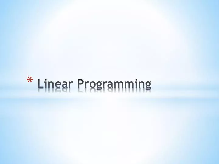 linear programming