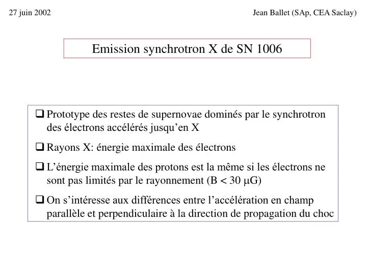 emission synchrotron x de sn 1006