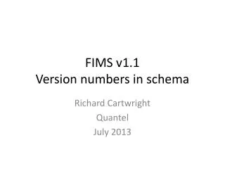 FIMS v1.1 Version numbers in schema