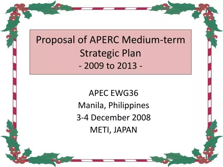 proposal of aperc medium term strategic plan 2009 to 2013
