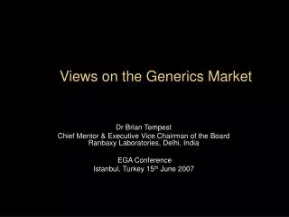 Views on the Generics Market