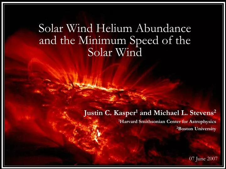 solar wind helium abundance and the minimum speed of the solar wind