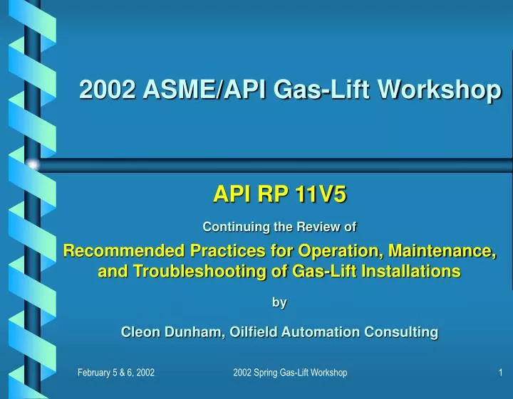 2002 asme api gas lift workshop