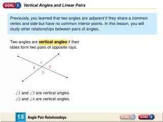 Vertical Angles and Linear Pairs