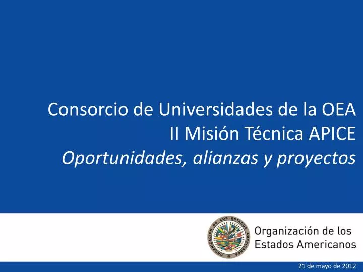 consorcio de universidades de la oea ii misi n t cnica apice oportunidades alianzas y proyectos