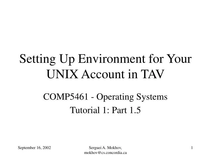 setting up environment for your unix account in tav