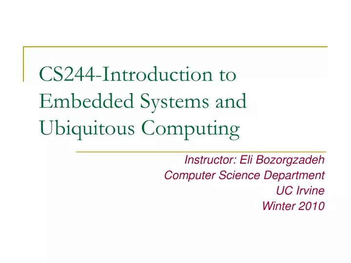 cs244 introduction to embedded systems and ubiquitous computing