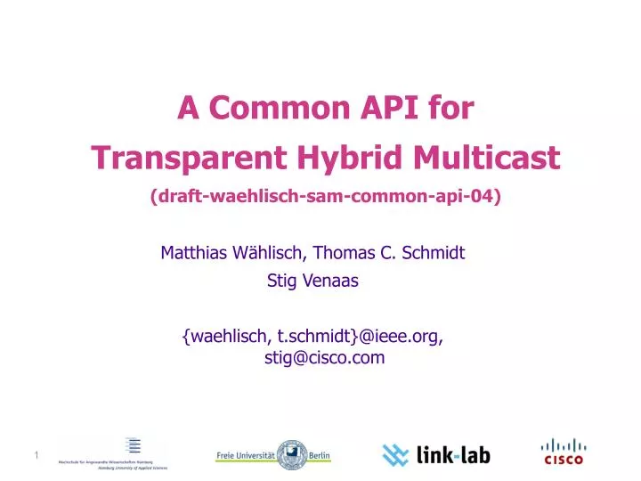 a common api for transparent hybrid multicast draft waehlisch sam common api 04