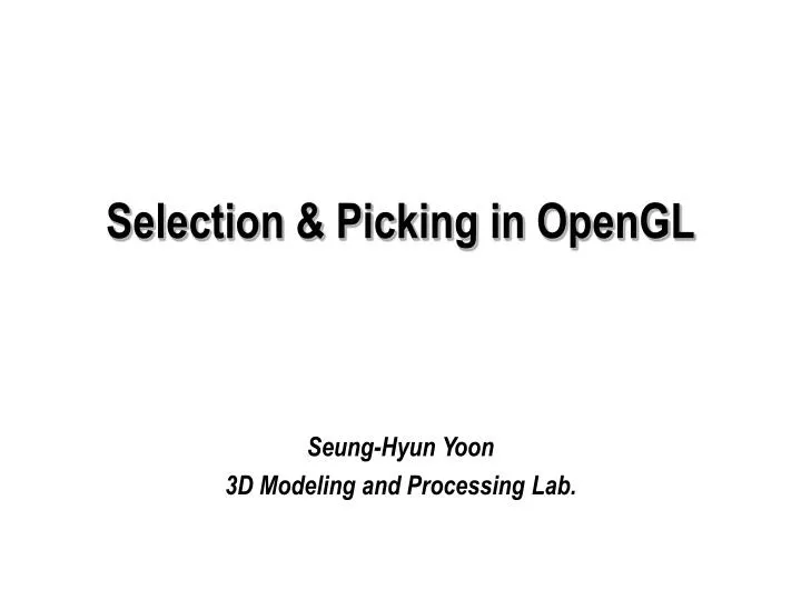 selection picking in opengl