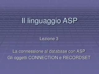 il linguaggio asp