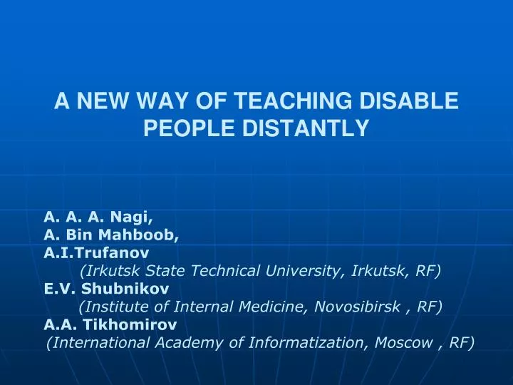 a new way of teaching disable people distantly