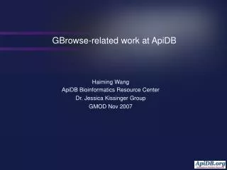 GBrowse-related work at ApiDB