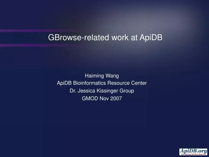 gbrowse related work at apidb