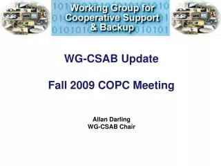 WG-CSAB Update Fall 2009 COPC Meeting