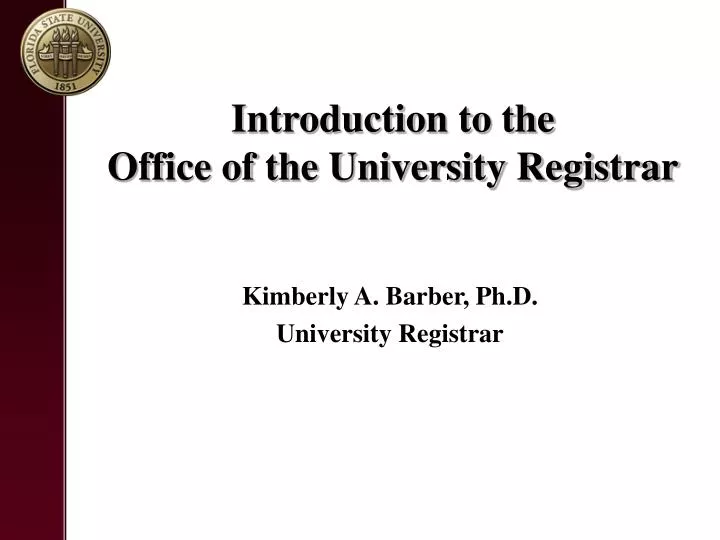introduction to the office of the university registrar