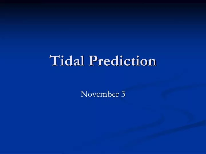 tidal prediction