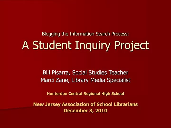 blogging the information search process a student inquiry project