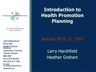 Introduction to Health Promotion Planning