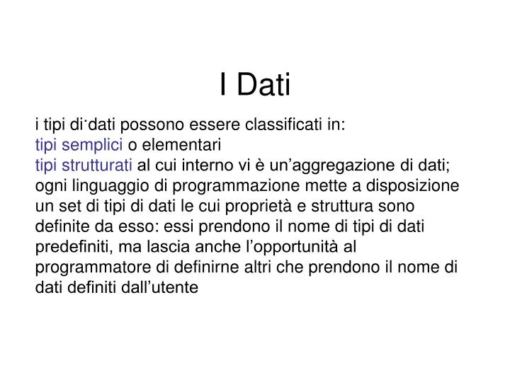 i dati