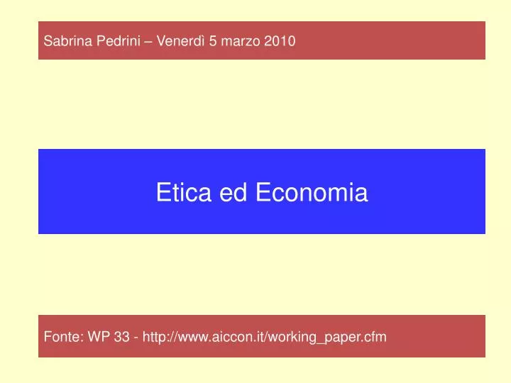 etica ed economia