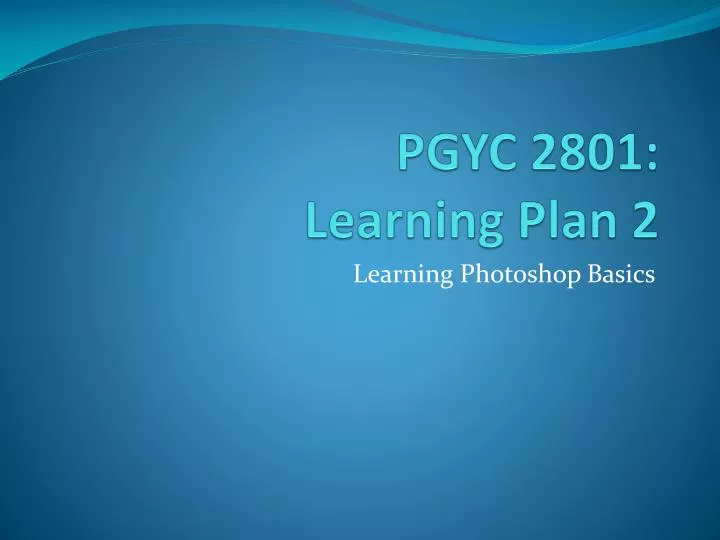 pgyc 2801 learning plan 2