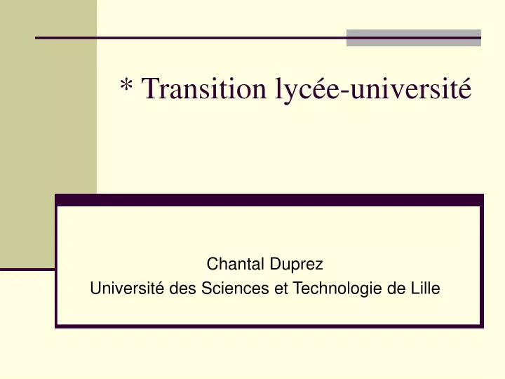 transition lyc e universit