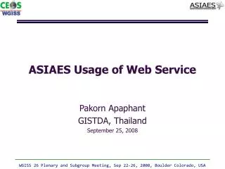 Pakorn Apaphant GISTDA, Thailand September 25, 2008