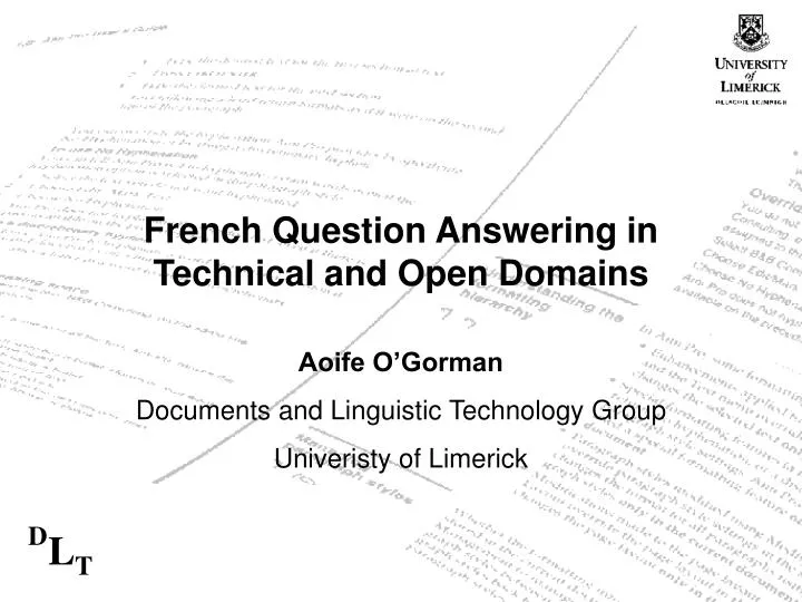 french question answering in technical and open domains