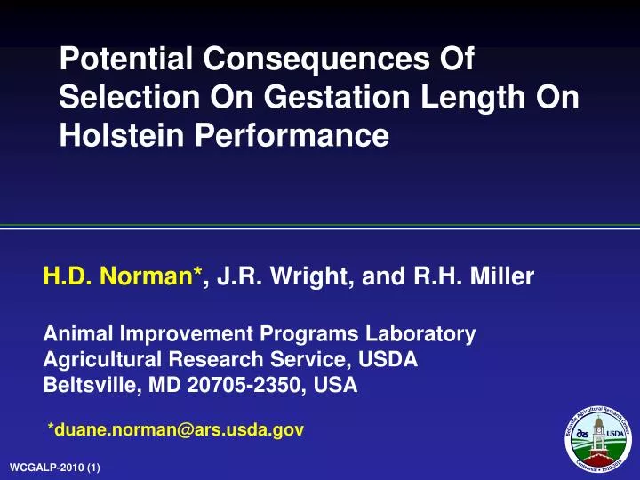 potential consequences of selection on gestation length on holstein performance