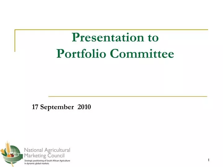 presentation to portfolio committee