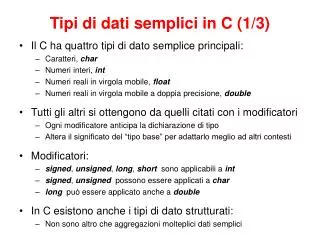 tipi di dati semplici in c 1 3