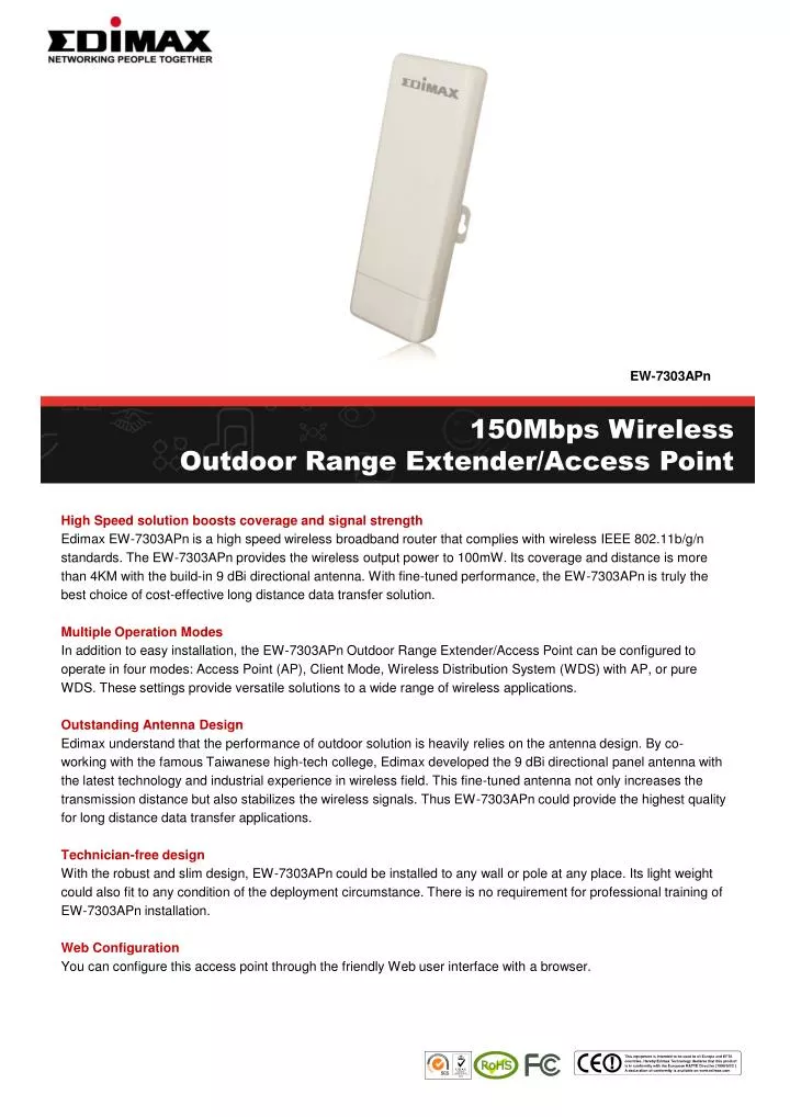 150mbps wireless outdoor range extender access point