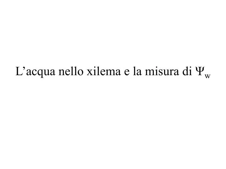 l acqua nello xilema e la misura di w