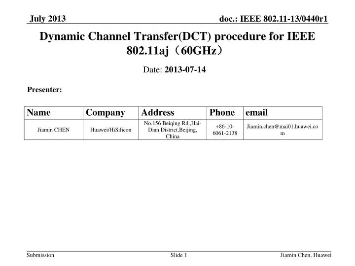 dynamic channel transfer dct procedure for ieee 802 11aj 60ghz