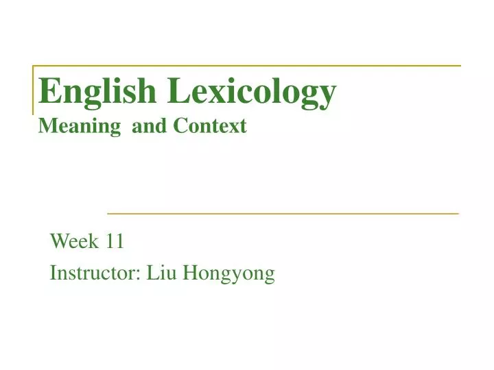 english lexicology meaning and context
