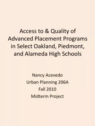 Nancy Acevedo Urban Planning 206A Fall 2010 Midterm Project