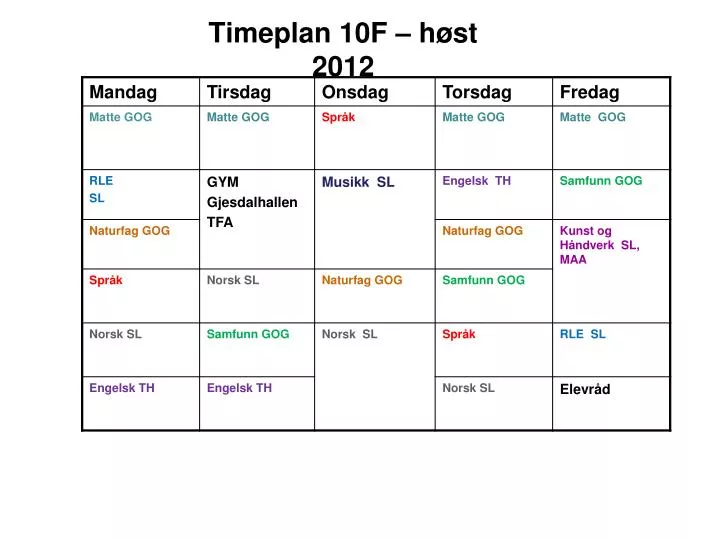 timeplan 10f h st 2012
