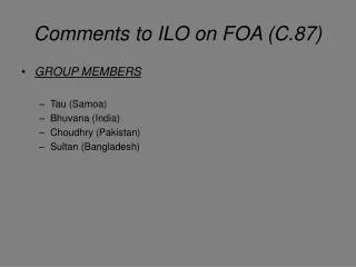 Comments to ILO on FOA (C.87)