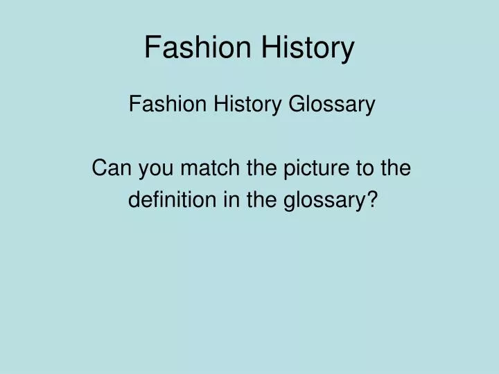 fashion history