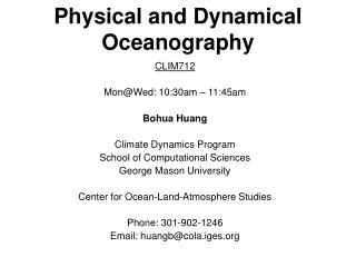 physical and dynamical oceanography