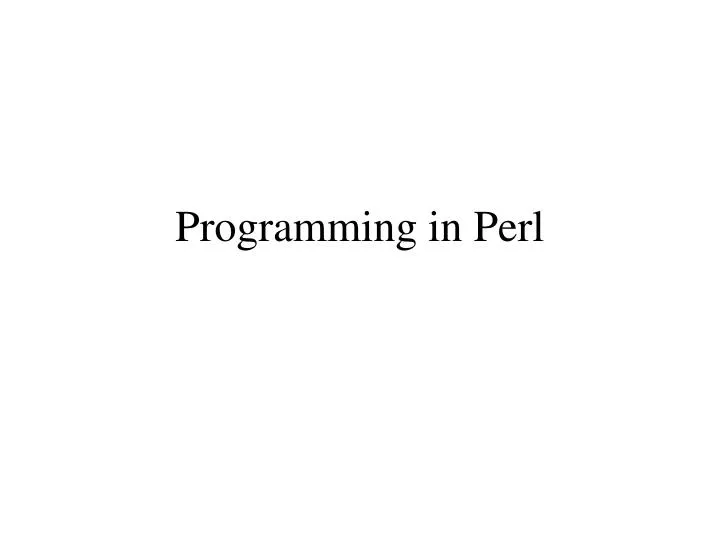 programming in perl