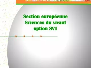section europ enne sciences du vivant option svt