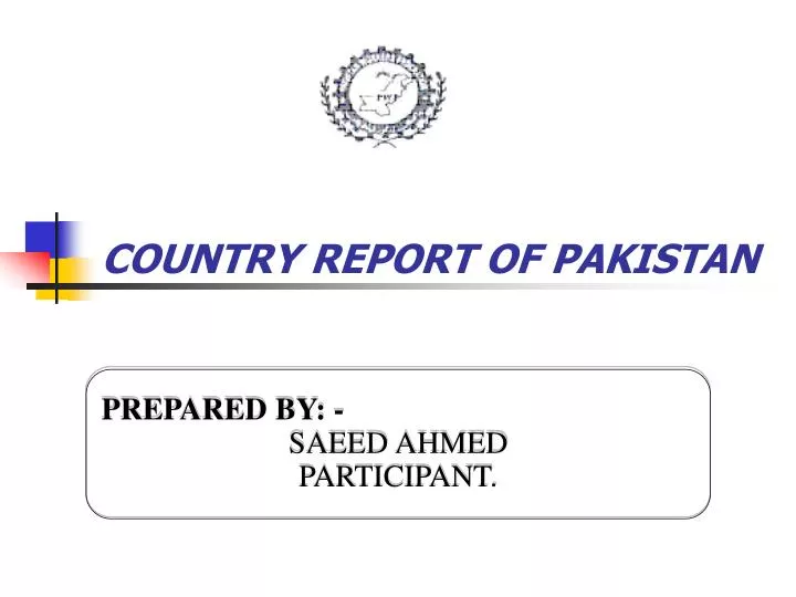 country report of pakistan