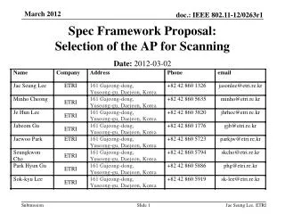 Spec Framework Proposal: Selection of the AP for Scanning