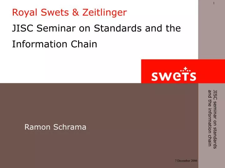royal swets zeitlinger jisc seminar on standards and the information chain